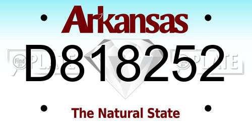 D818252 Arkansas License Plate
