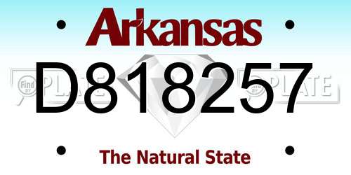 D818257 Arkansas License Plate