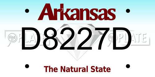 D8227D Arkansas License Plate