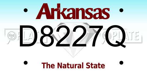 D8227Q Arkansas License Plate