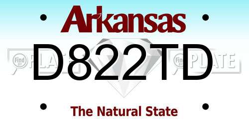 D822TD Arkansas License Plate