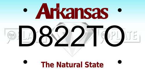 D822TO Arkansas License Plate