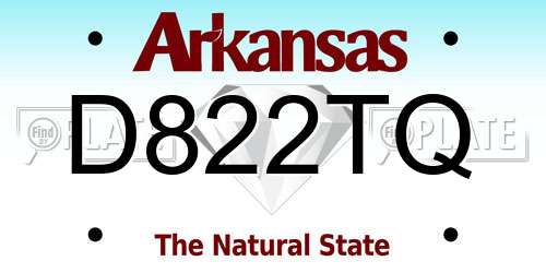 D822TQ Arkansas License Plate
