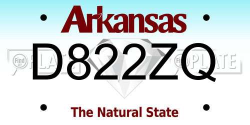 D822ZQ Arkansas License Plate