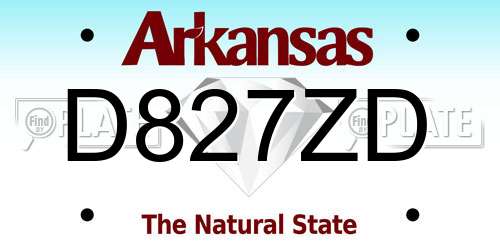 D827ZD Arkansas License Plate