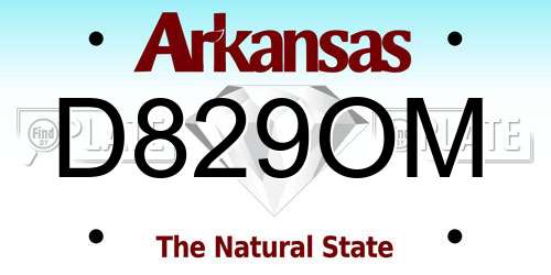 D829OM Arkansas License Plate