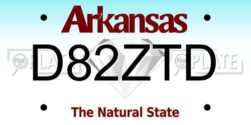 D82ZTD Arkansas License Plate