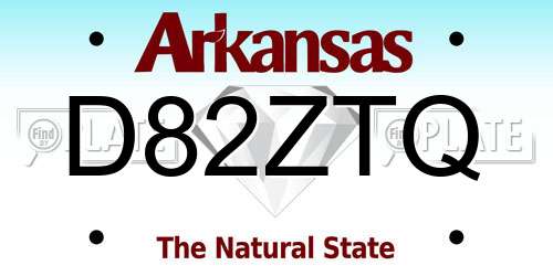 D82ZTQ Arkansas License Plate