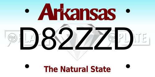 D82ZZD Arkansas License Plate