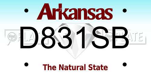D831SB Arkansas License Plate