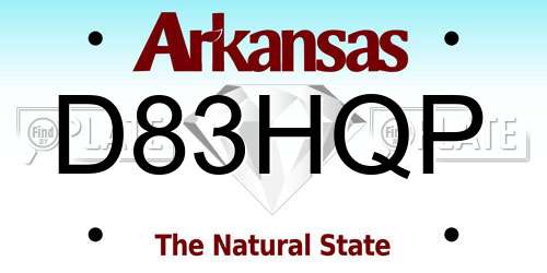 D83HQP Arkansas License Plate
