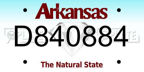 D840884 Arkansas License Plate
