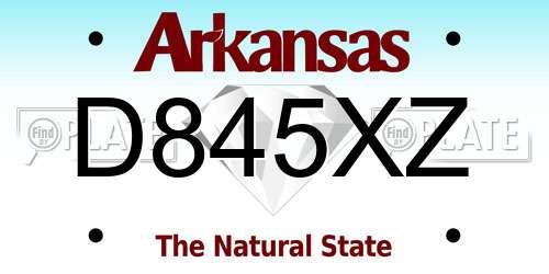 D845XZ Arkansas License Plate