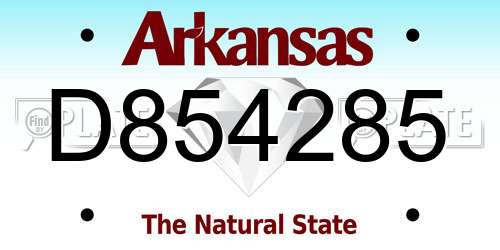 D854285 Arkansas License Plate