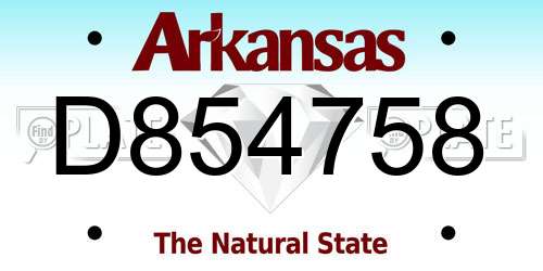 D854758 Arkansas License Plate