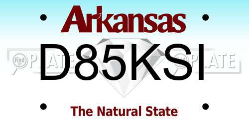 D85KSI Arkansas License Plate