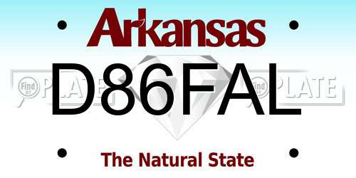 D86FAL Arkansas License Plate