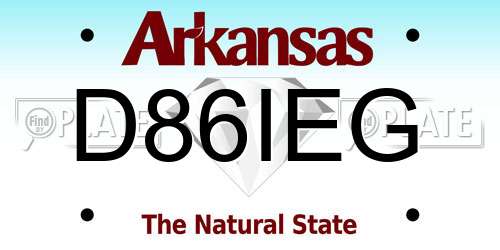 D86IEG Arkansas License Plate