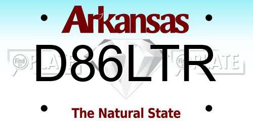 D86LTR Arkansas License Plate
