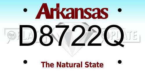D8722Q Arkansas License Plate