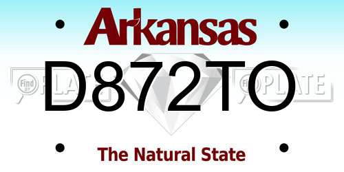 D872TO Arkansas License Plate