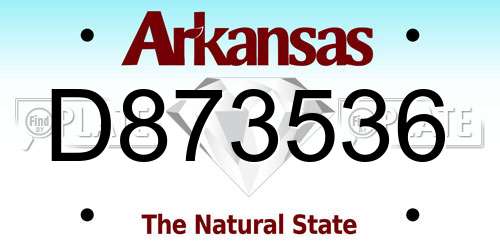 D873536 Arkansas License Plate