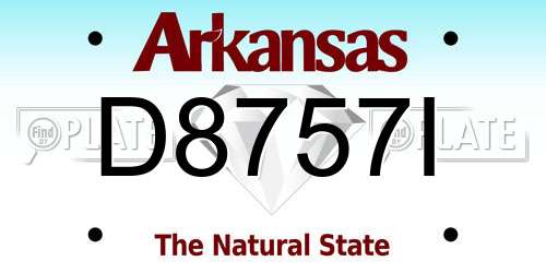 D8757I Arkansas License Plate
