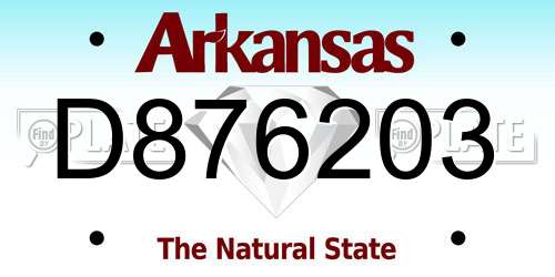 D876203 Arkansas License Plate