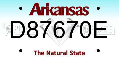 D87670E Arkansas License Plate