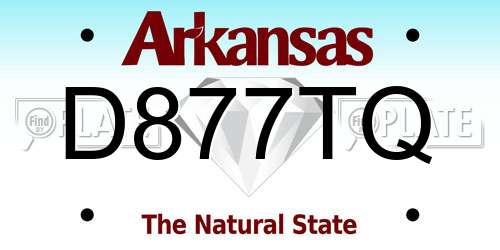 D877TQ Arkansas License Plate