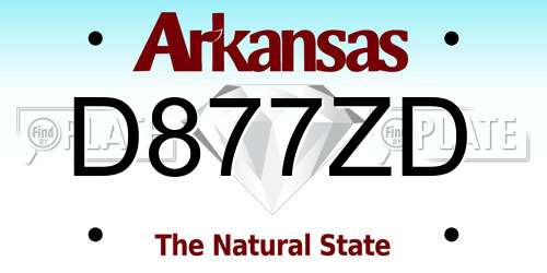 D877ZD Arkansas License Plate