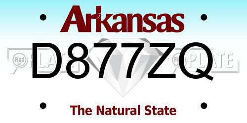D877ZQ Arkansas License Plate