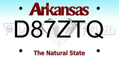 D87ZTQ Arkansas License Plate