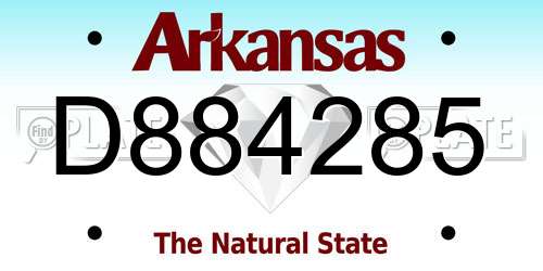 D884285 Arkansas License Plate