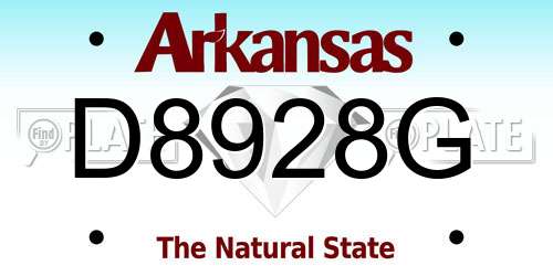 D8928G Arkansas License Plate