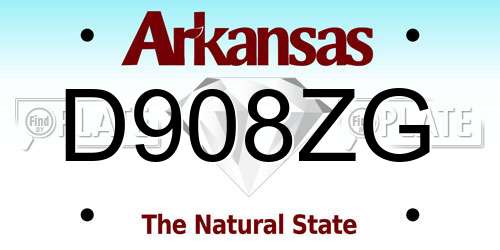 D908ZG Arkansas License Plate