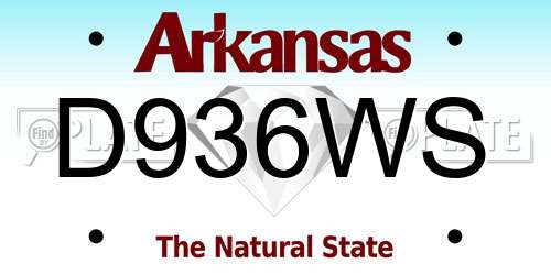 D936WS Arkansas License Plate
