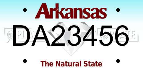 DA23456 Arkansas License Plate