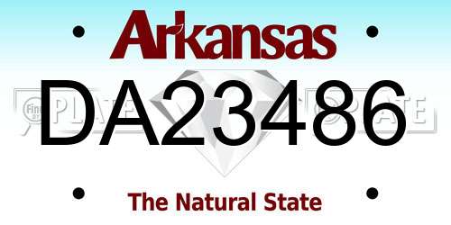 DA23486 Arkansas License Plate
