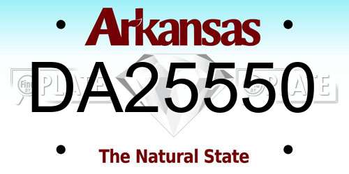 DA25550 Arkansas License Plate