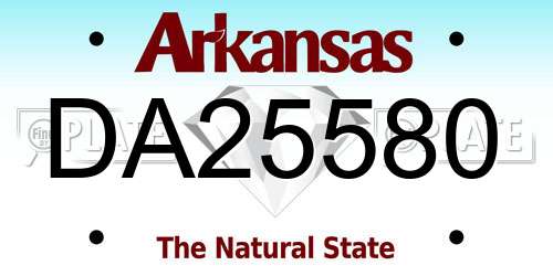 DA25580 Arkansas License Plate