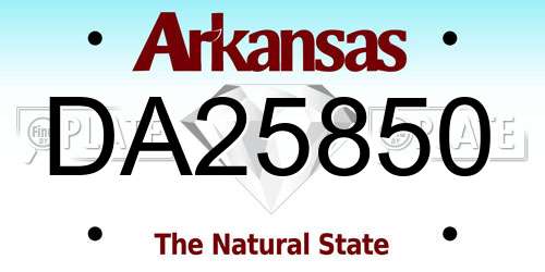 DA25850 Arkansas License Plate