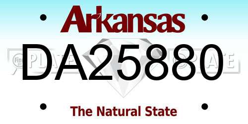 DA25880 Arkansas License Plate