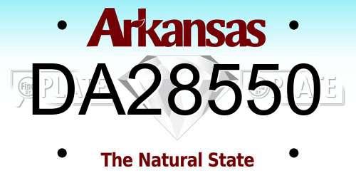 DA28550 Arkansas License Plate