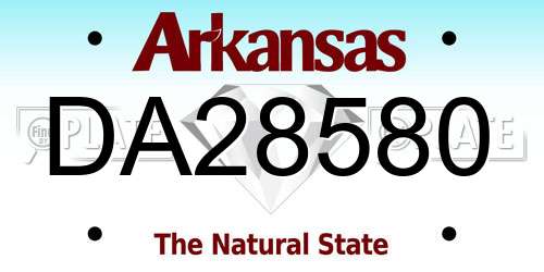 DA28580 Arkansas License Plate