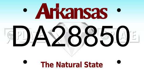 DA28850 Arkansas License Plate