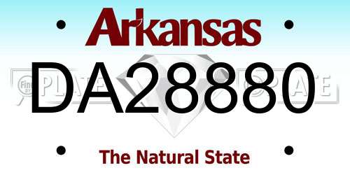 DA28880 Arkansas License Plate