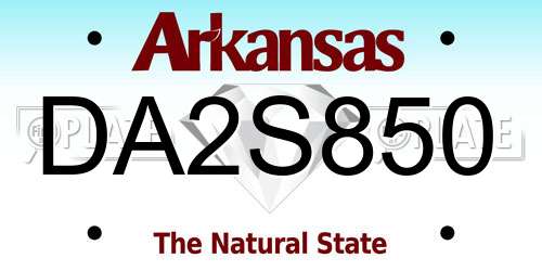 DA2S850 Arkansas License Plate
