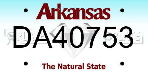 DA40753 Arkansas License Plate