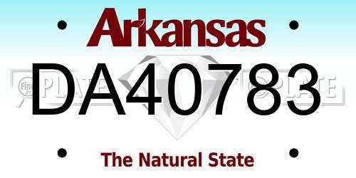 DA40783 Arkansas License Plate
